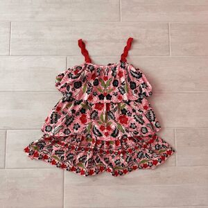 Maeve by Anthropologie Tiered Printed Mini Dress Floral Unique Boho XS Cotton